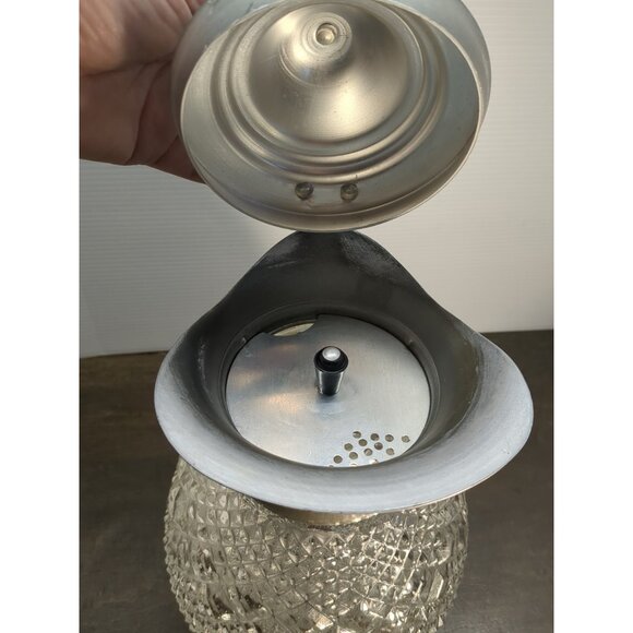 Vntg Italian Glass Pitcher W/ Diamond Presed Glass Pattern 1940s 12.5” T Heavy - Picture 4 of 14